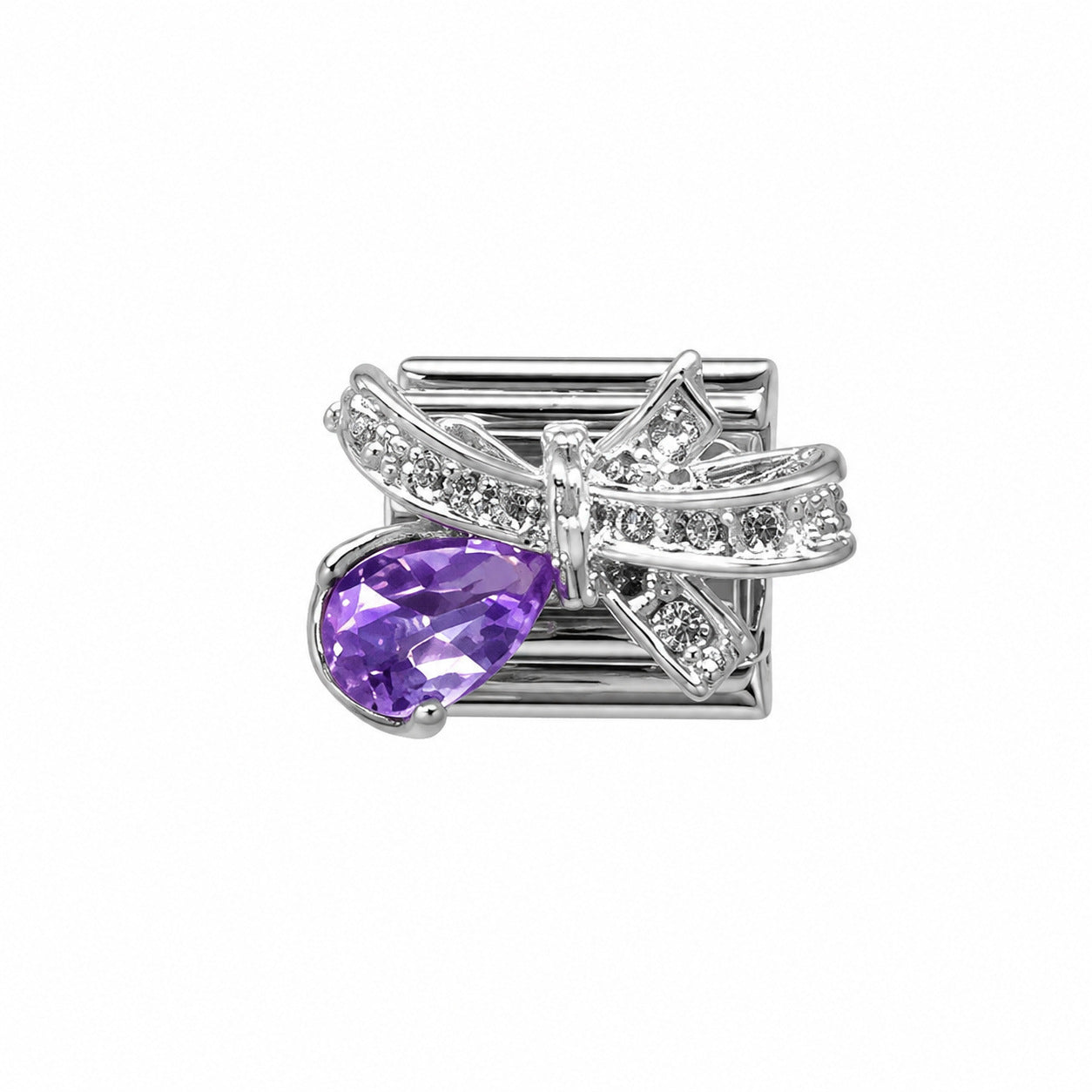 Wholesale Chic Stainless Steel Fashion Bracelet with Purple Crystal Butterfly Star Moon Design Boutique Resale