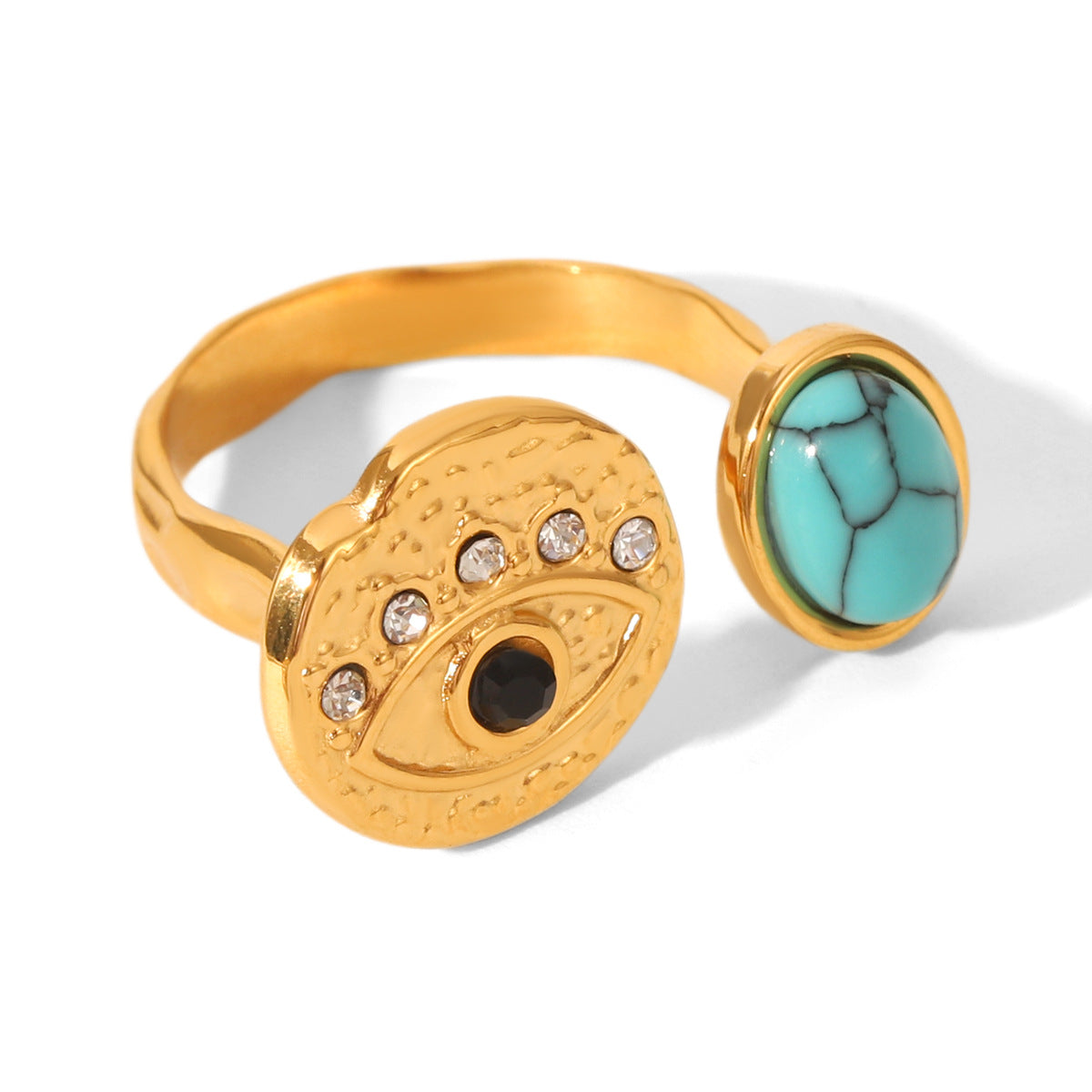 Wholesale Stainless Steel Open Turquoise Devil' s Eye Ring