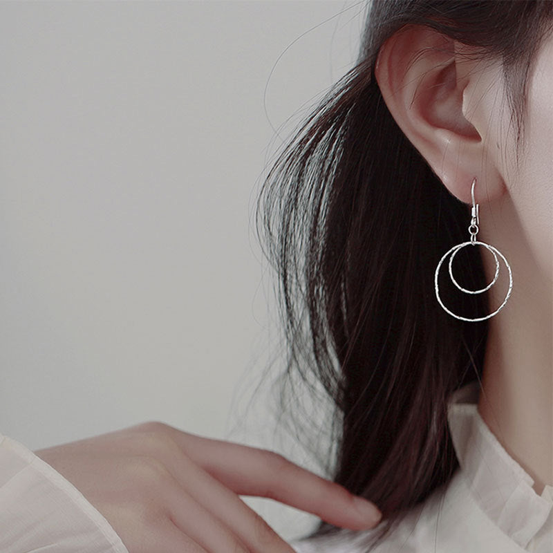 Wholesale double circle earrings  geometric ring earrings