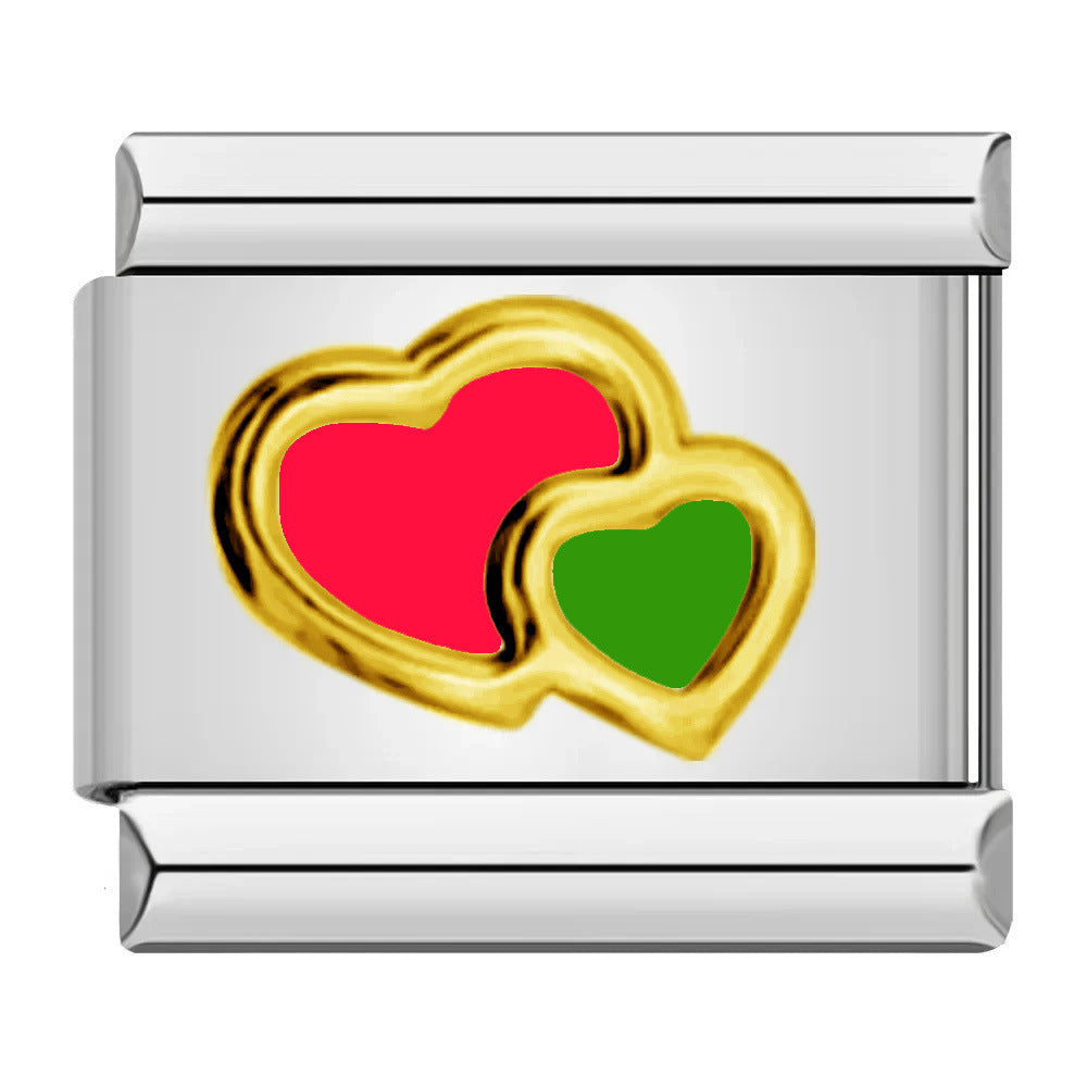 Wholesale Italian Charm Bracelet 9mm DIY Splicing Colored Oil-Drip Petals Stainless Steel Composable Bracelet