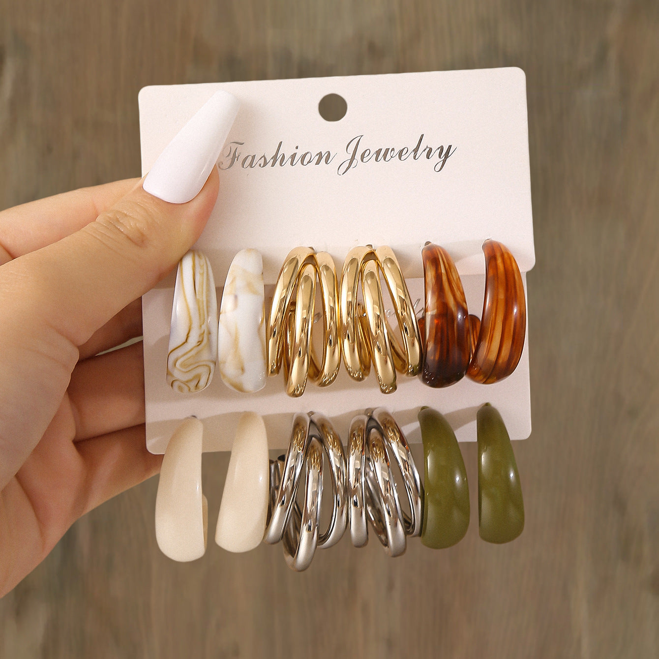 Wholesale Electroplated Resin Hollow Ring Earrings Set Geometric Multi Color Statement Earrings For Women Trendy Fashion Accessory