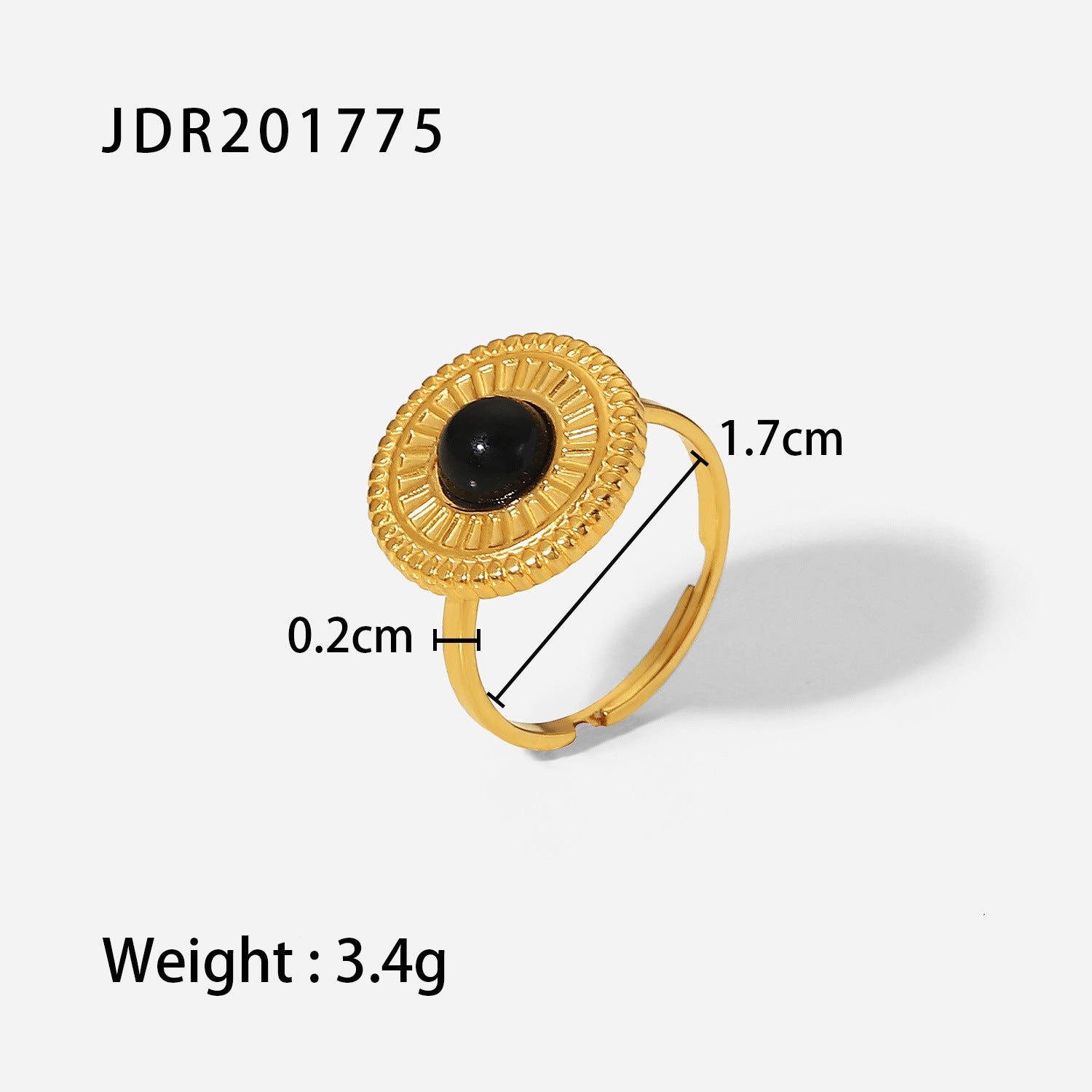 Wholesale Retro Titanium Steel Open Gemstone Ring