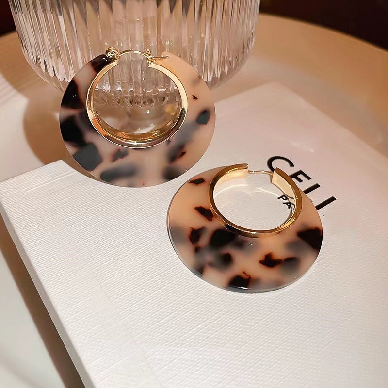 Wholesale Leopard Print Acrylic Circle Geometric Earrings
