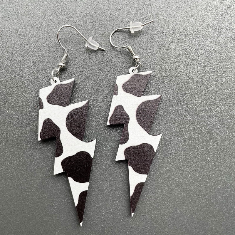 Wholesale Cow headf leopard print starry sky ink acrylic earrings