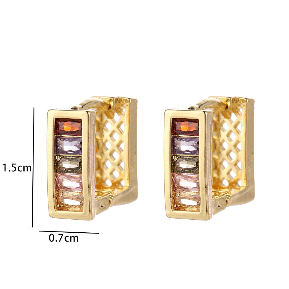 Wholesale Modern Butterfly Flower Earrings With Micro Set Zircon 18K Gold Plated Copper Fashion Party Gift Jewelry Accessory