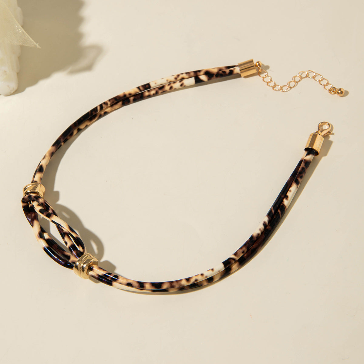 Wholesale Leopard print leather cord necklace