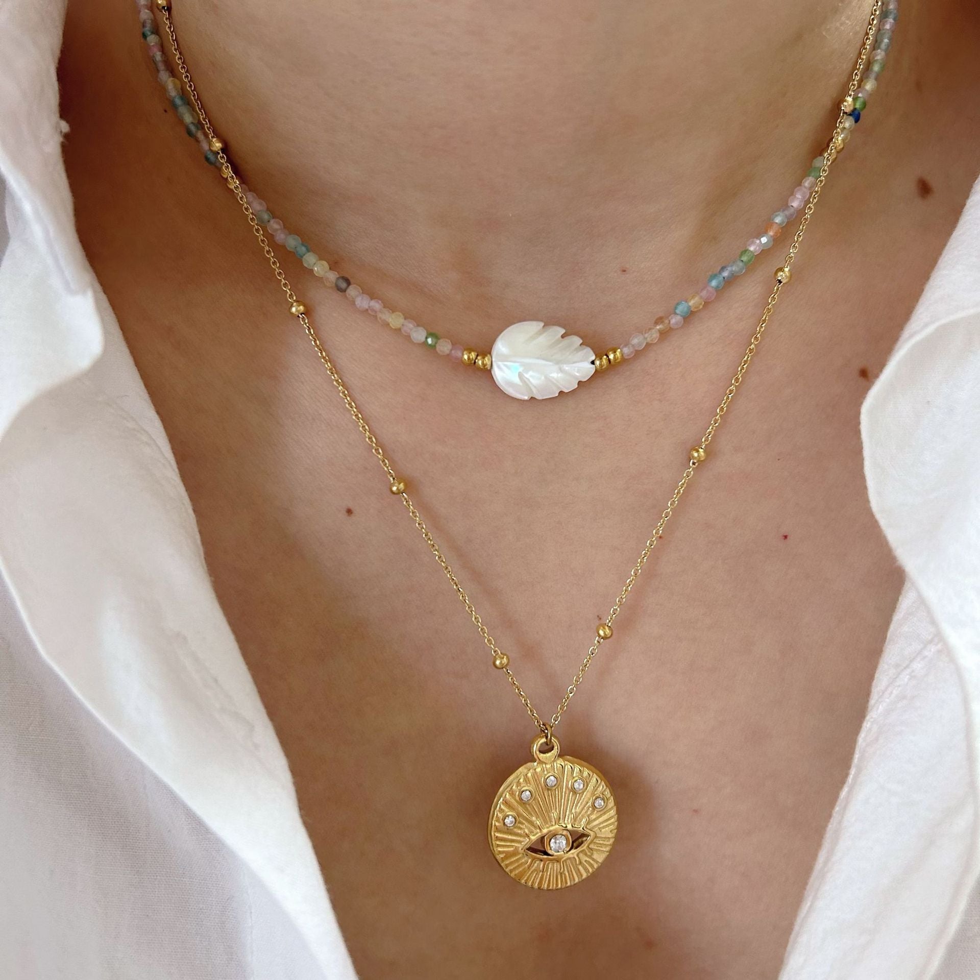 Wholesale Shell Leaf Crystal Titanium Necklace