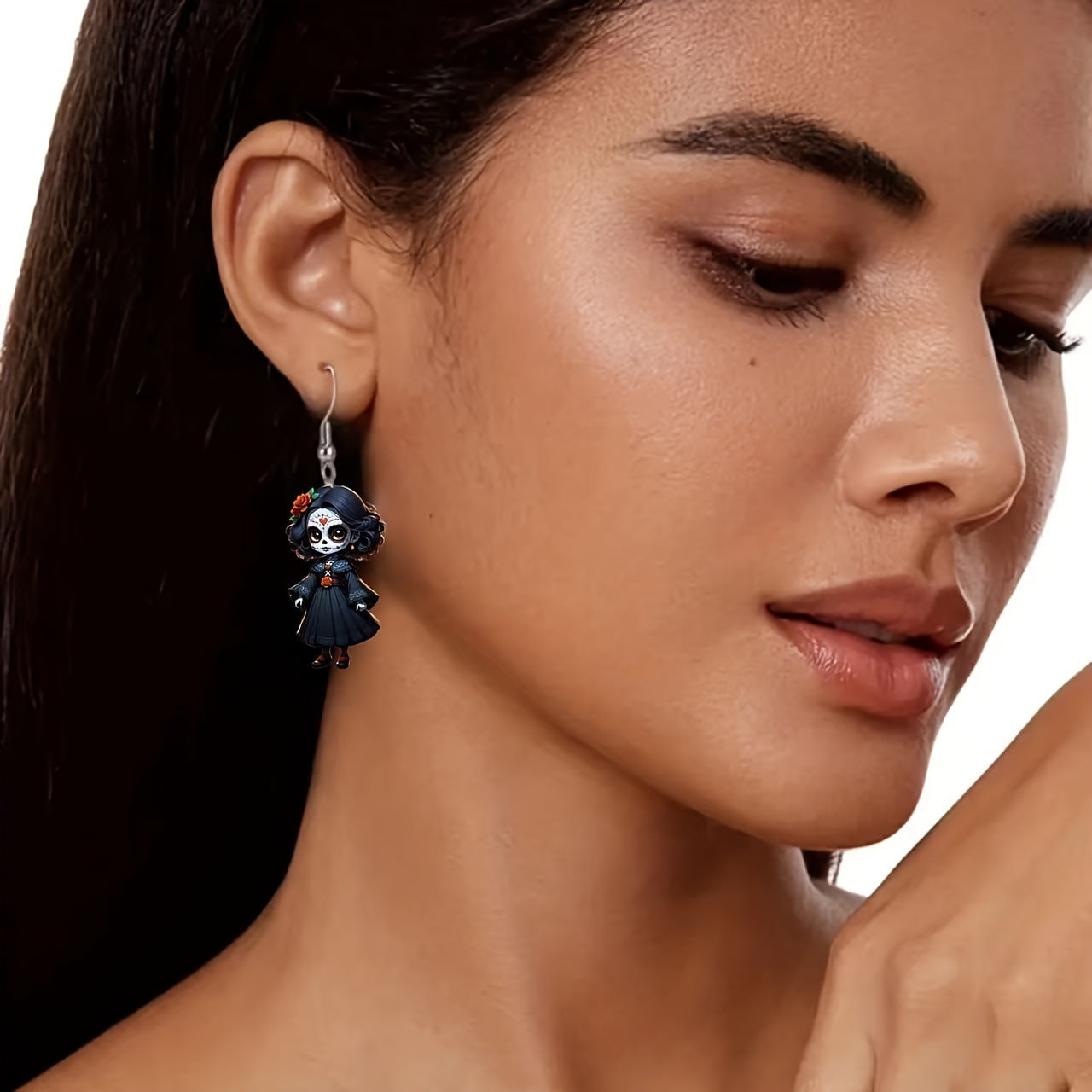 Wholesale   Personality Doll Acrylic Flat Earrings