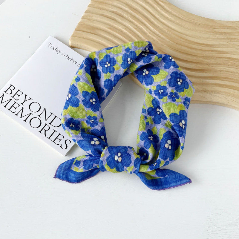 Wholesale Cotton blue cashew scarf small square scarf