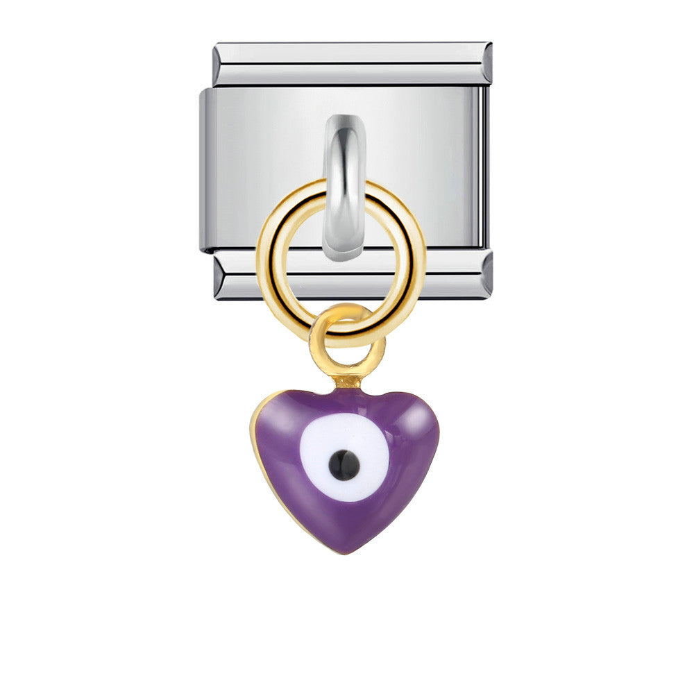 Wholesale Single Hook Italian Module Bracelet Devil' s Eye Pendant  Titanium Steel Charms