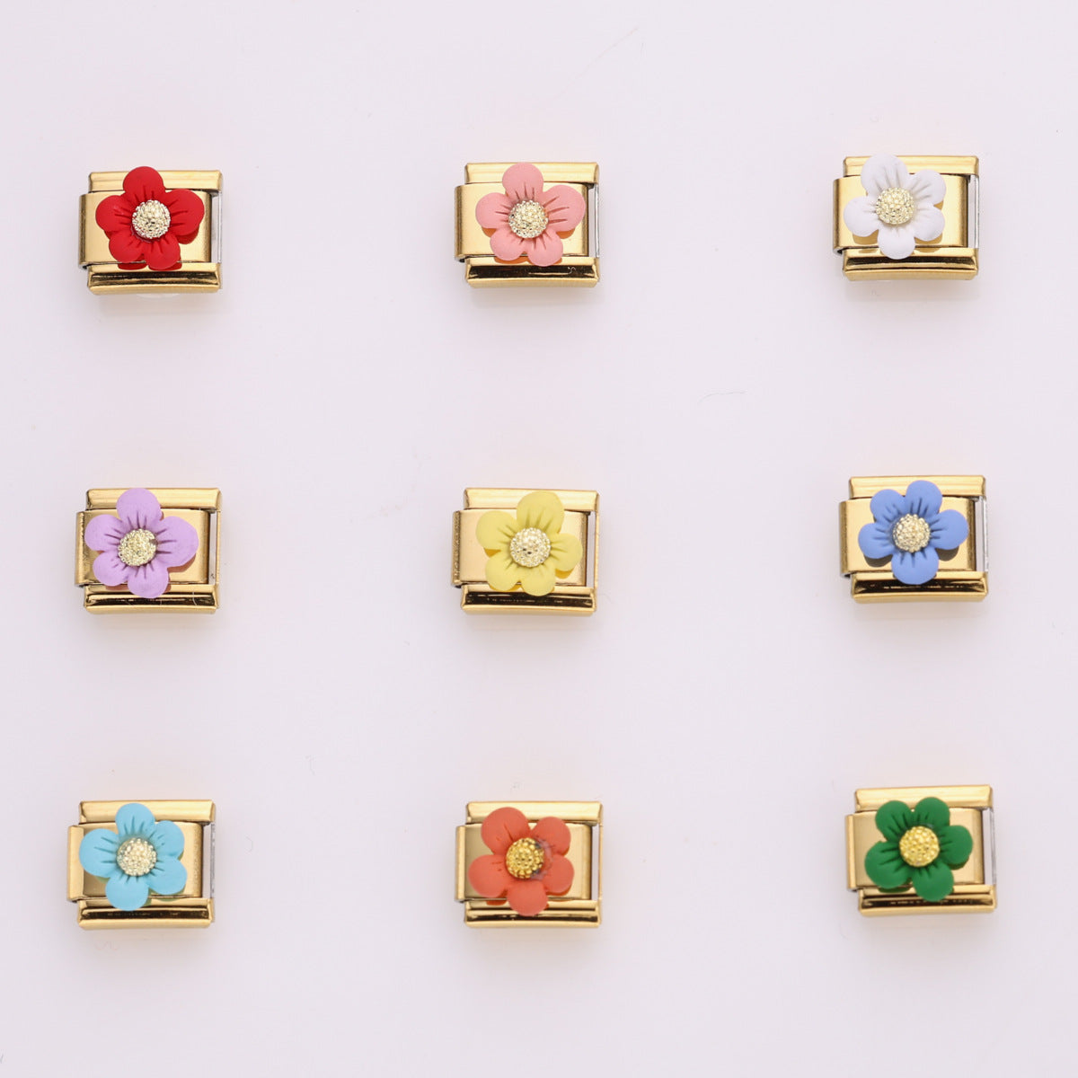 Wholesale 10pcs Italian Charm Bracelet 9mm DIY Splicing Flowers Stainless Steel Composable Bracelet