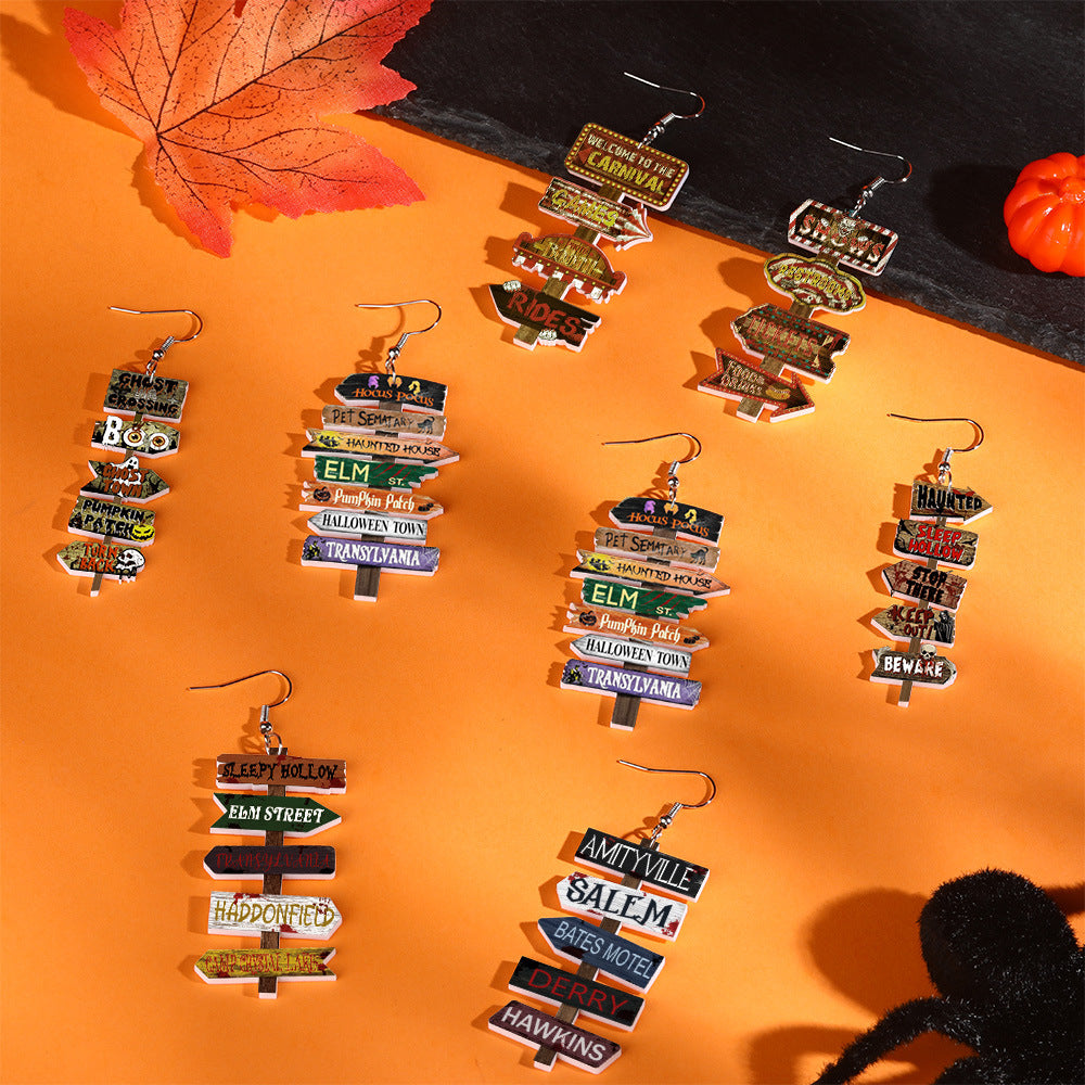 Wholesale  Acrylic Earrings  Road Sign Styling Earrings