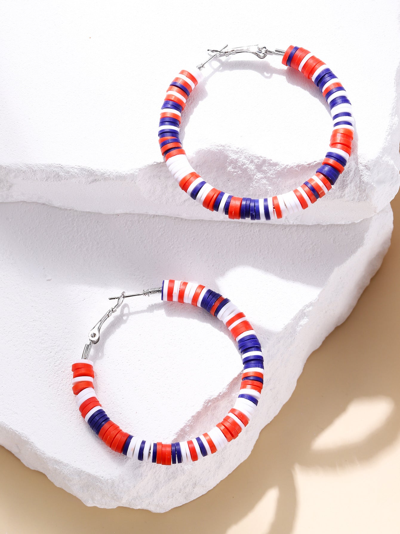 Wholesale Independence Day Jewelry Earrings Set Bohemian Round Soft Pottery Exaggerated Earrings