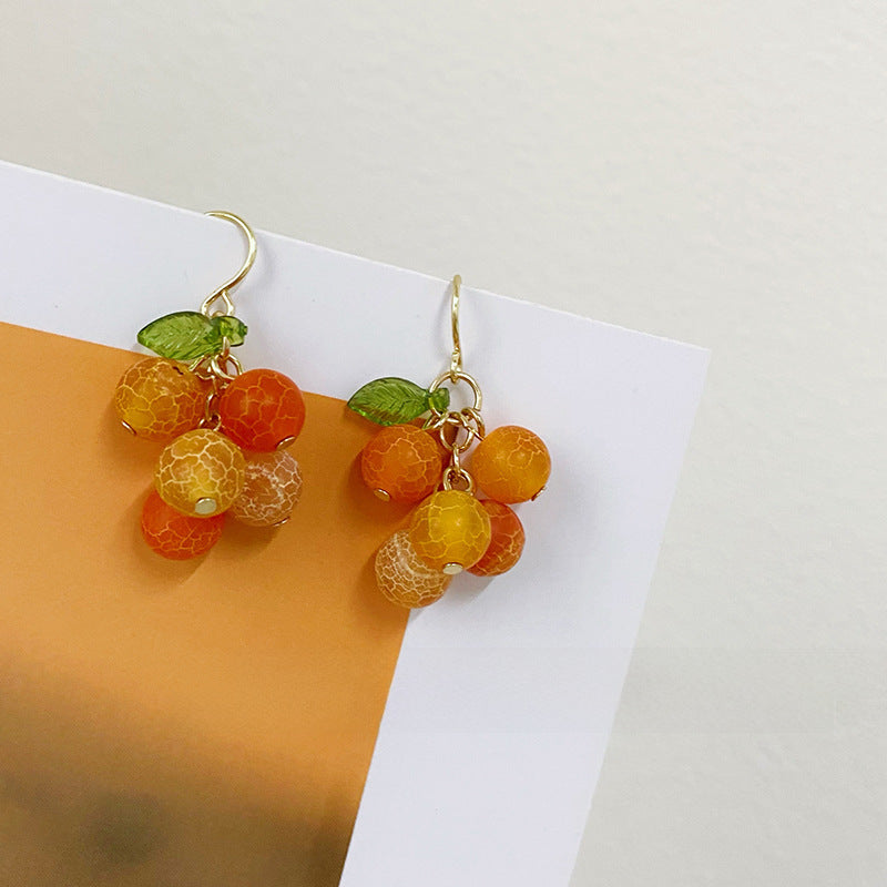 Wholesale big orange fruit girl earrings