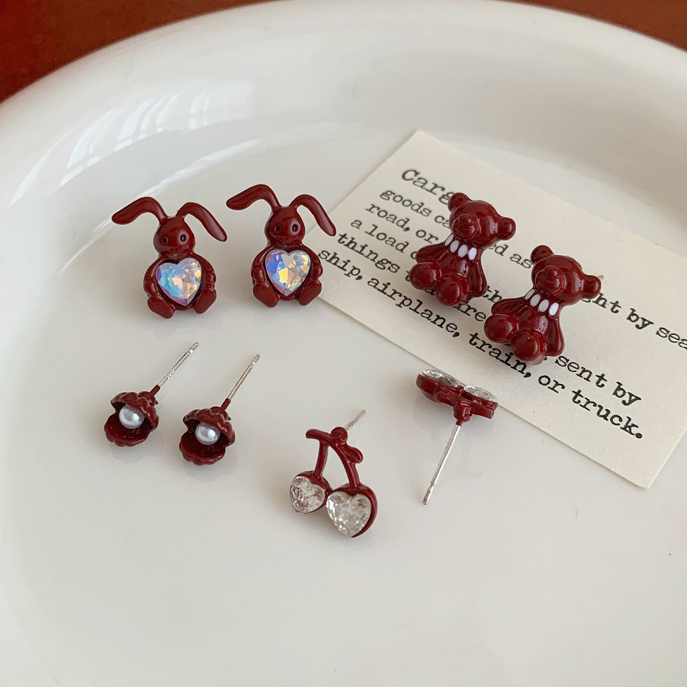 Wholesale Ankora Red Bow Earring Set