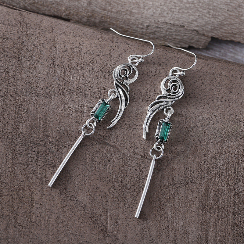 Wholesale  geometric gradient blue-green square zircon earrings