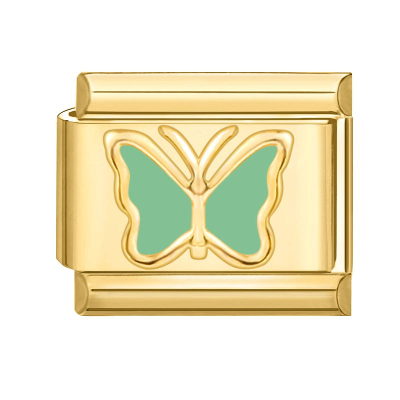 Wholesale Italian Charm Bracelet 9mm DIY Splicing Gold Creative Pattern Stainless Steel Composable Bracelet