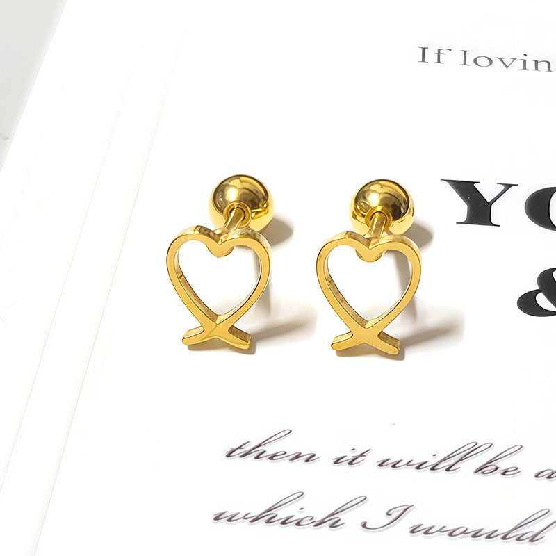 Wholesale Titanium Steel Stylish Heart  Star Screw-Back Cartilage Stud