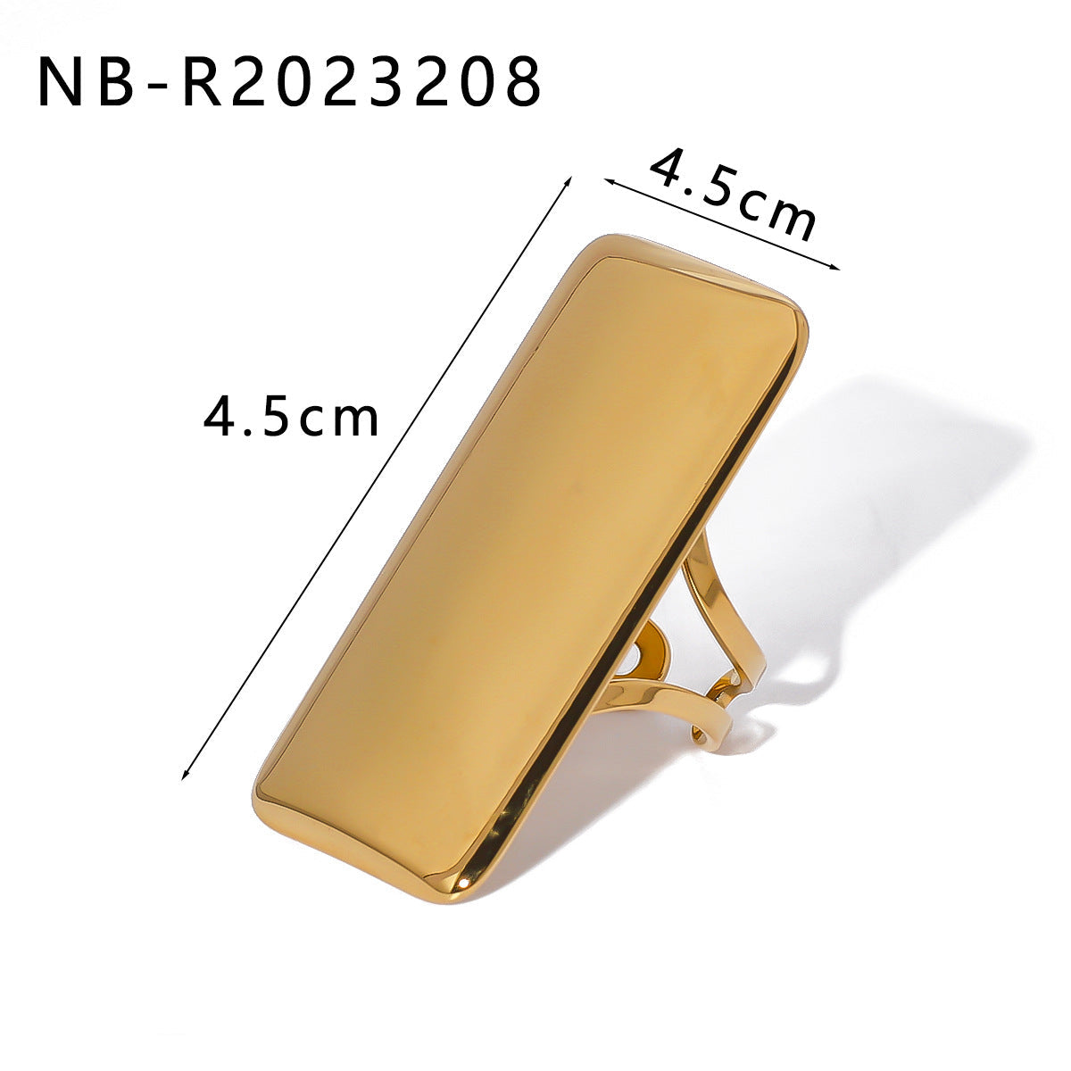 Wholesale Smooth Oversized 18K Gold Titanium Steel Heart Square Ring