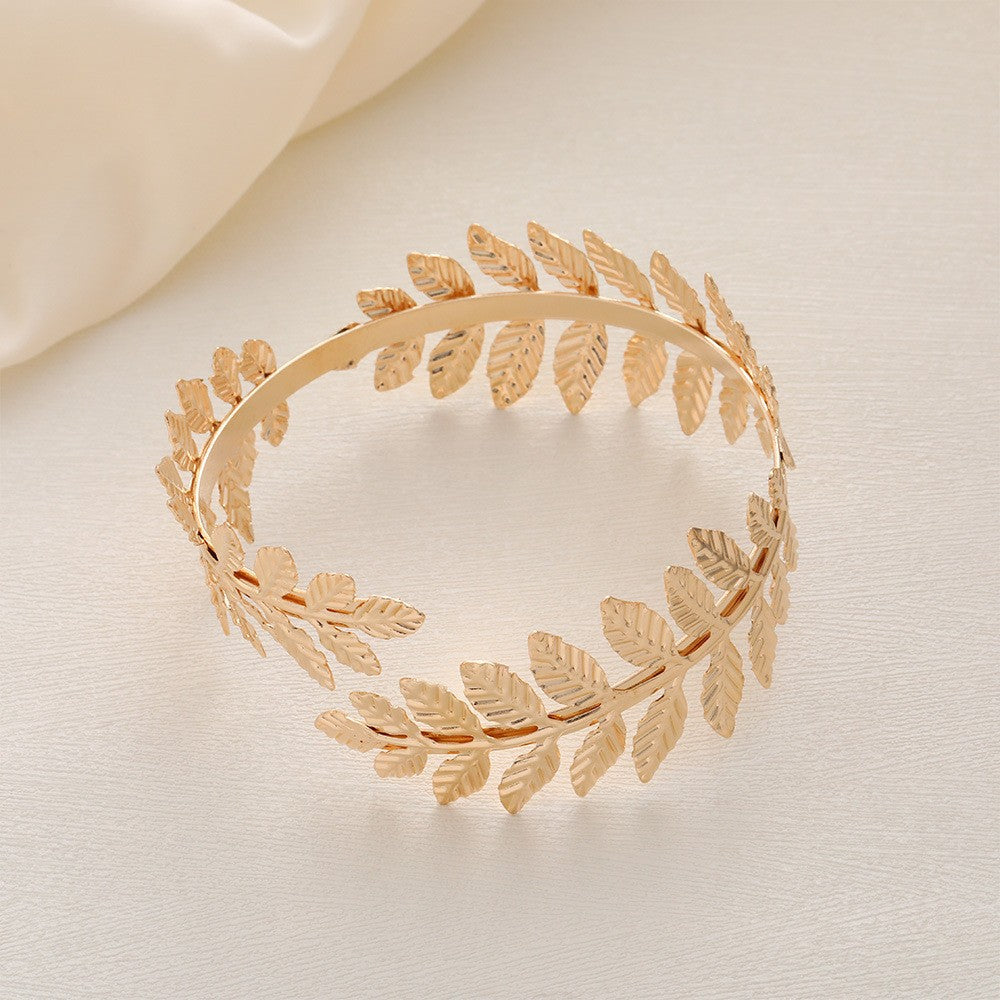 Wholesale Gold Leaf Shaped Armlet Open Bracelet