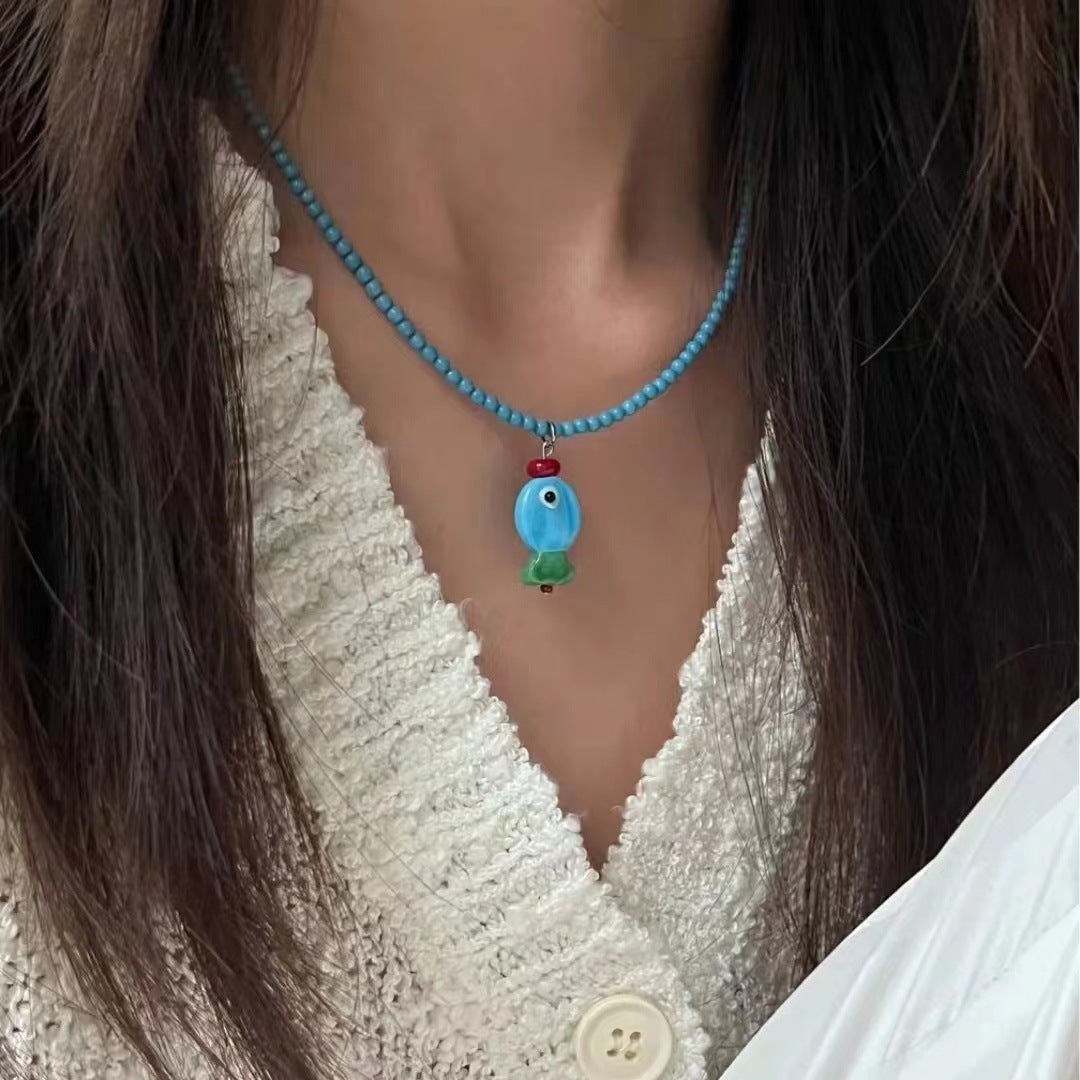 Wholesale White Snowman Button Necklace Christmas Sweater Chain