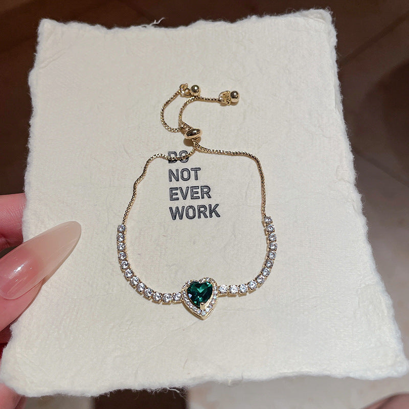 Wholesale Copper Heart-Shaped Zircon Bracelet