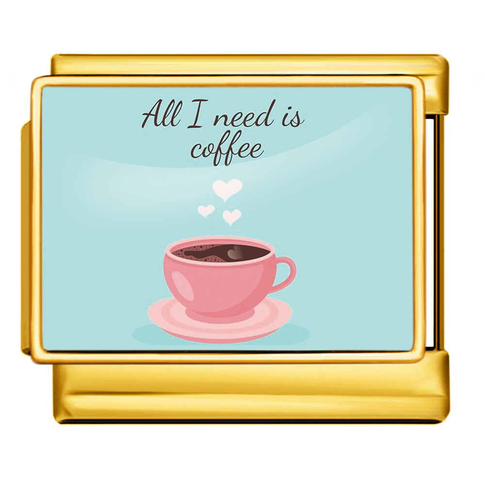 Wholesale Italian Charm Bracelet 9mm DIY  image style English landmark Creative Stainless Steel Composable Bracelet