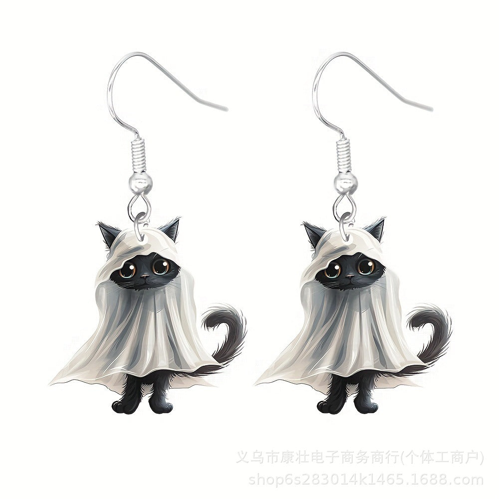 Wholesale  Cute Horror Mummy Cat Acrylic Earrings
