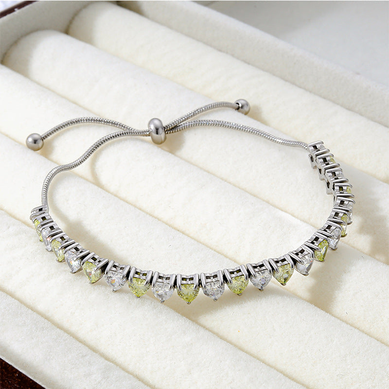 Wholesale  Titanium Steel Inlaid Zircon Stretch Bead Bracelet