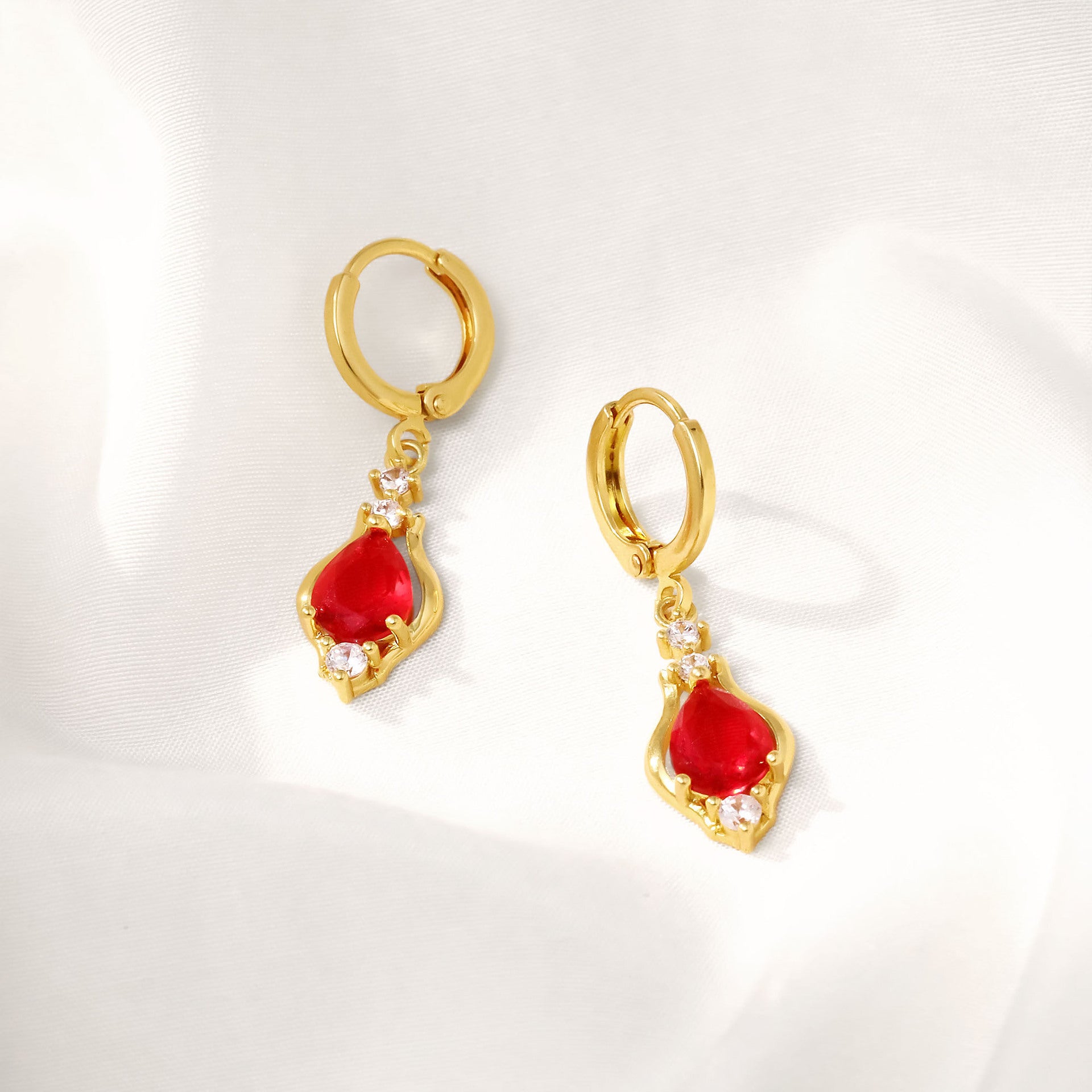 Wholesale Copper Ruby Zirconia Earrings