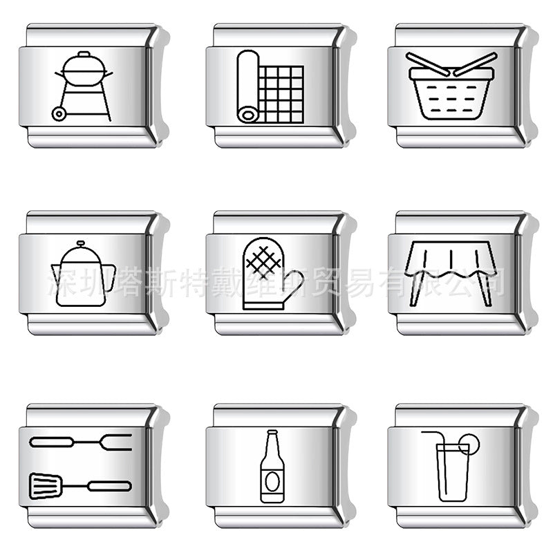 Wholesale 9mm Italian Charm Starter Bracelets DIY square Single Section Creative Stainless Steel Composable Bracelet