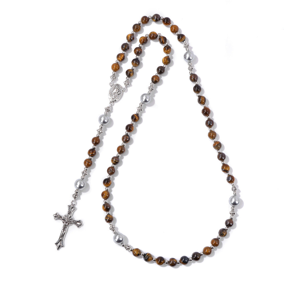 Wholesale Cross Shape Natural Stone Bead Bracelet Unisex Handmade Jewelry for Travel Gift Resale