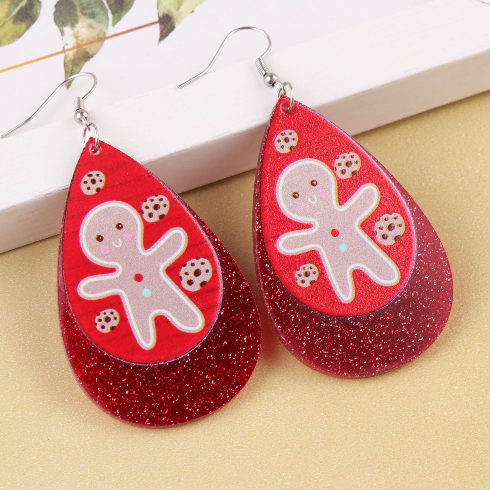 Wholesale  Christmas acrylic Sika deer Christmas tree old man drop shaped earrings