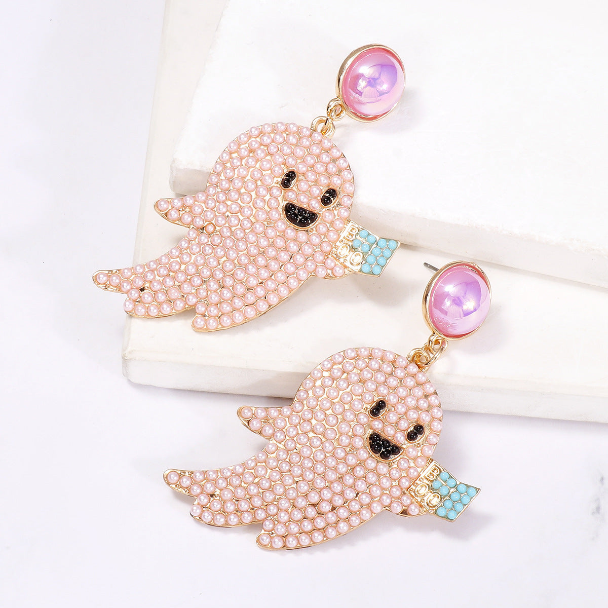 Wholesale Cute Halloween Ghost Diamond Round Bead Earrings ACC-ES-JuJia005
