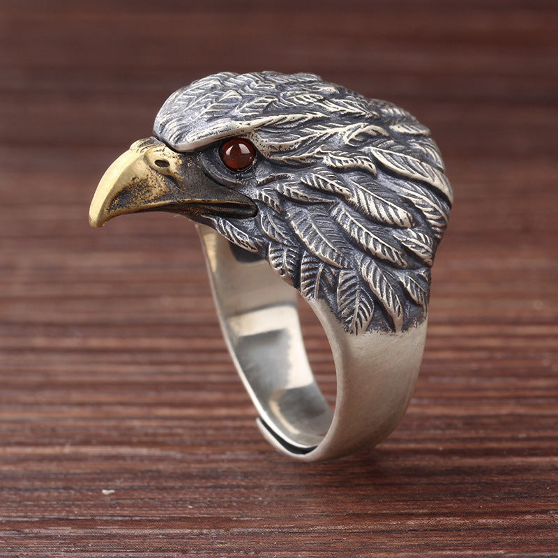 Wholesale vintage old eagle ring open metal adjustable ring