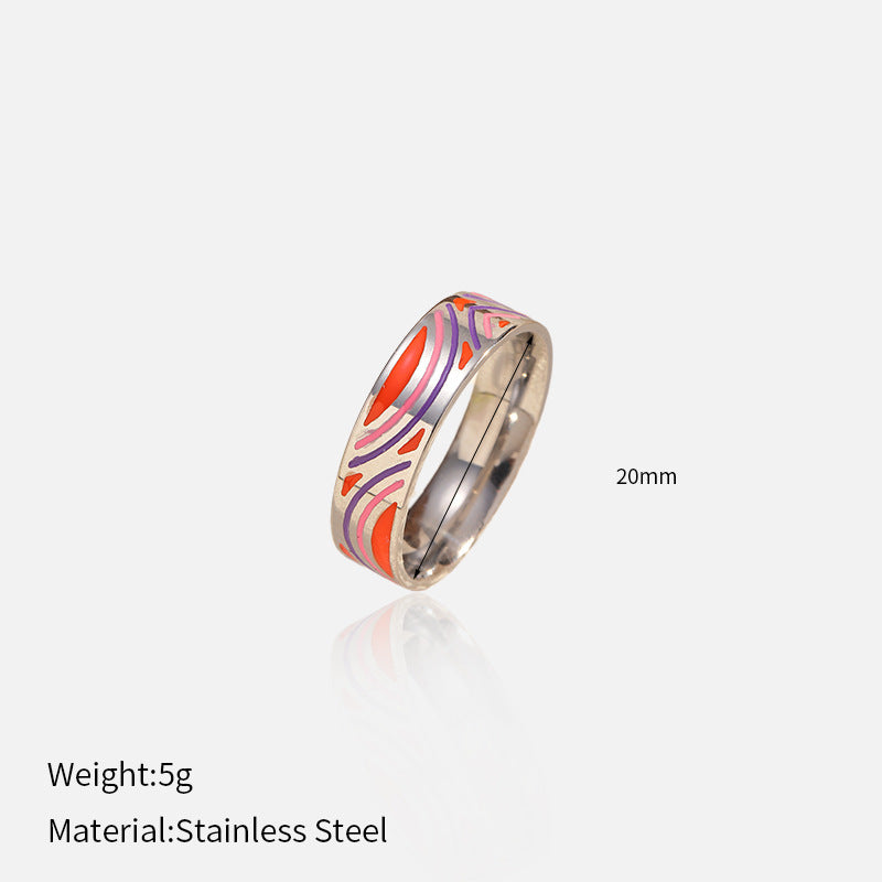 Wholesale  color minimalist color-blocking  stainless steel  rings