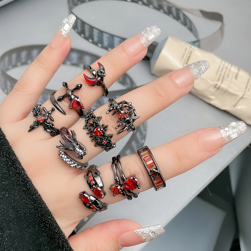 Wholesale Personality Red Diamond Opening Ring