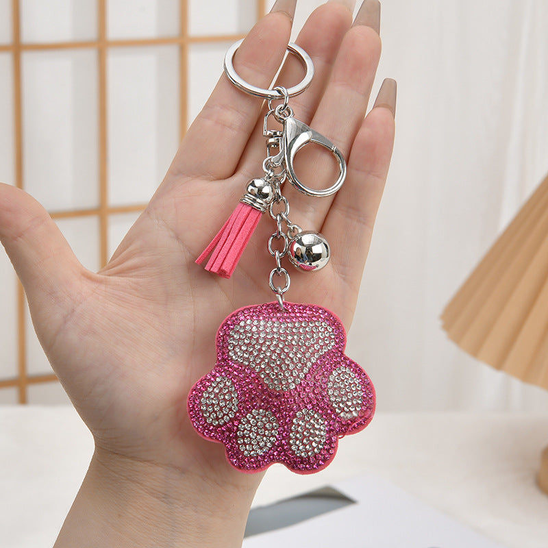 Wholesale Pink Leather Cartoon Rhinestone Keychain Bag Charm Gift