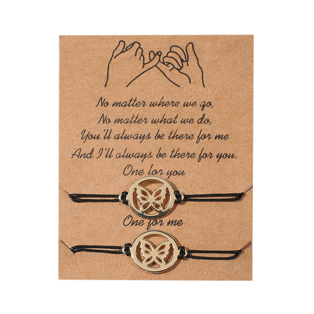 Wholesale Alloy Braided Adjustable Couple Bracelet