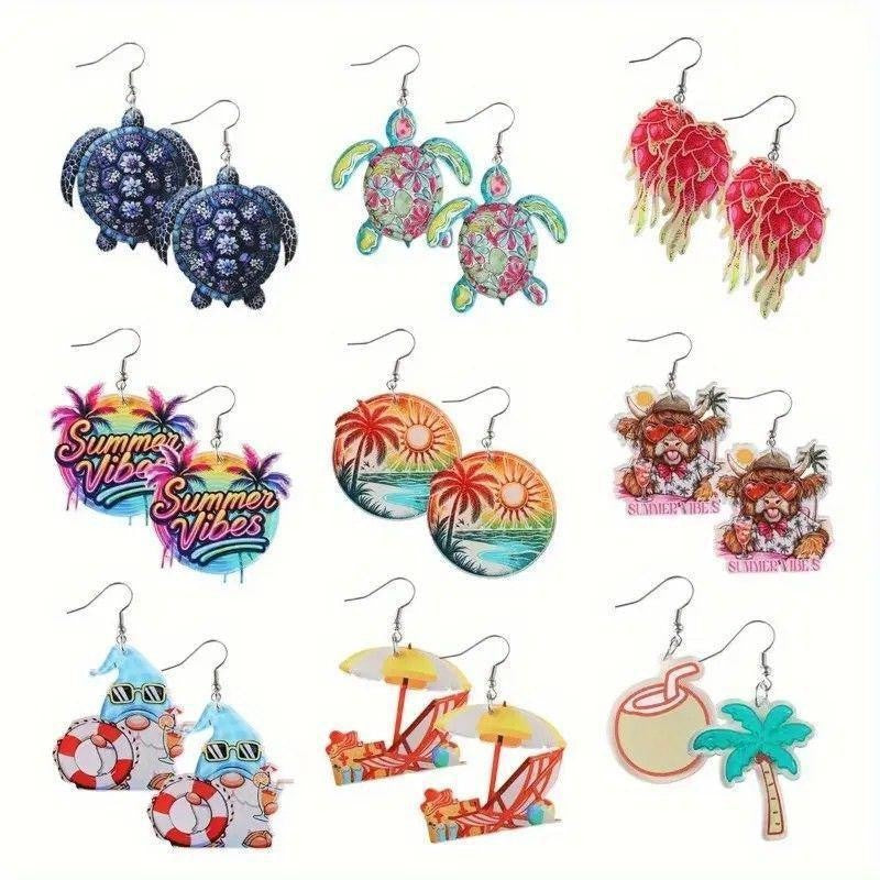 Wholesale Christmas acrylic earrings personality trend travel design earrings