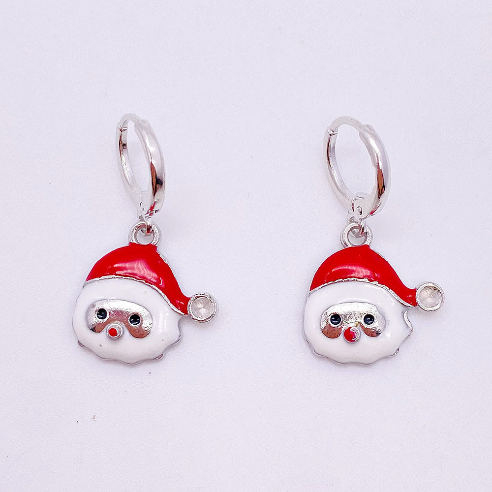 Wholesale Christmas Alloy Christmas Tree Snowman Oil Drop Pendant Earrings ACC-ES-ChenY067