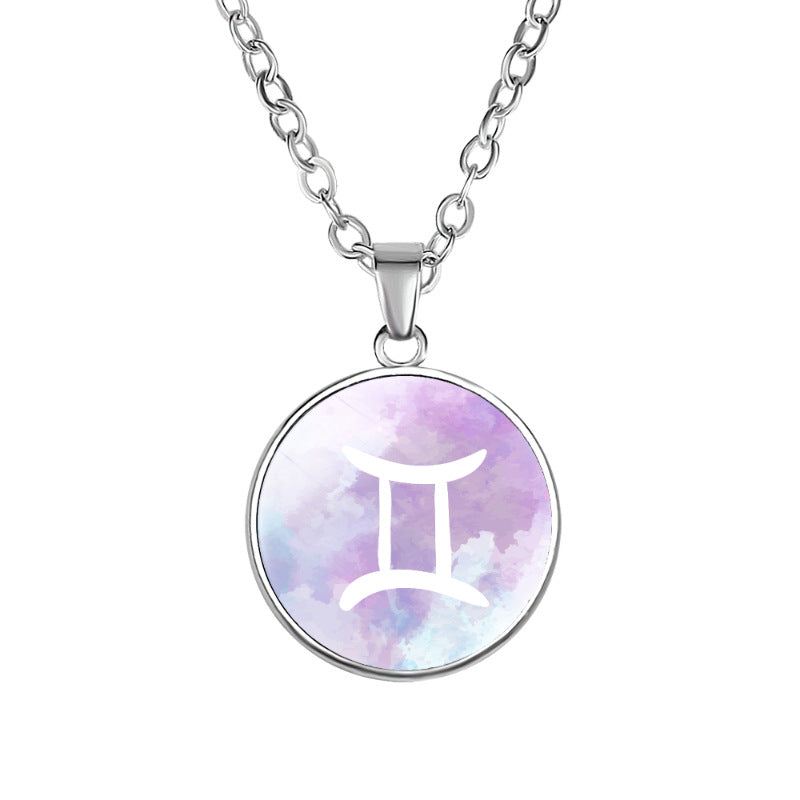 Wholesale Twelve constellation simple alloy pendant necklace
