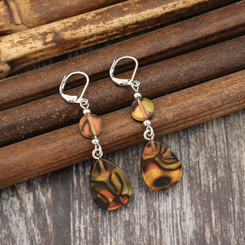 Wholesale  Retro Drop-Shaped Spliced Disc Acrylic Simple Earrings