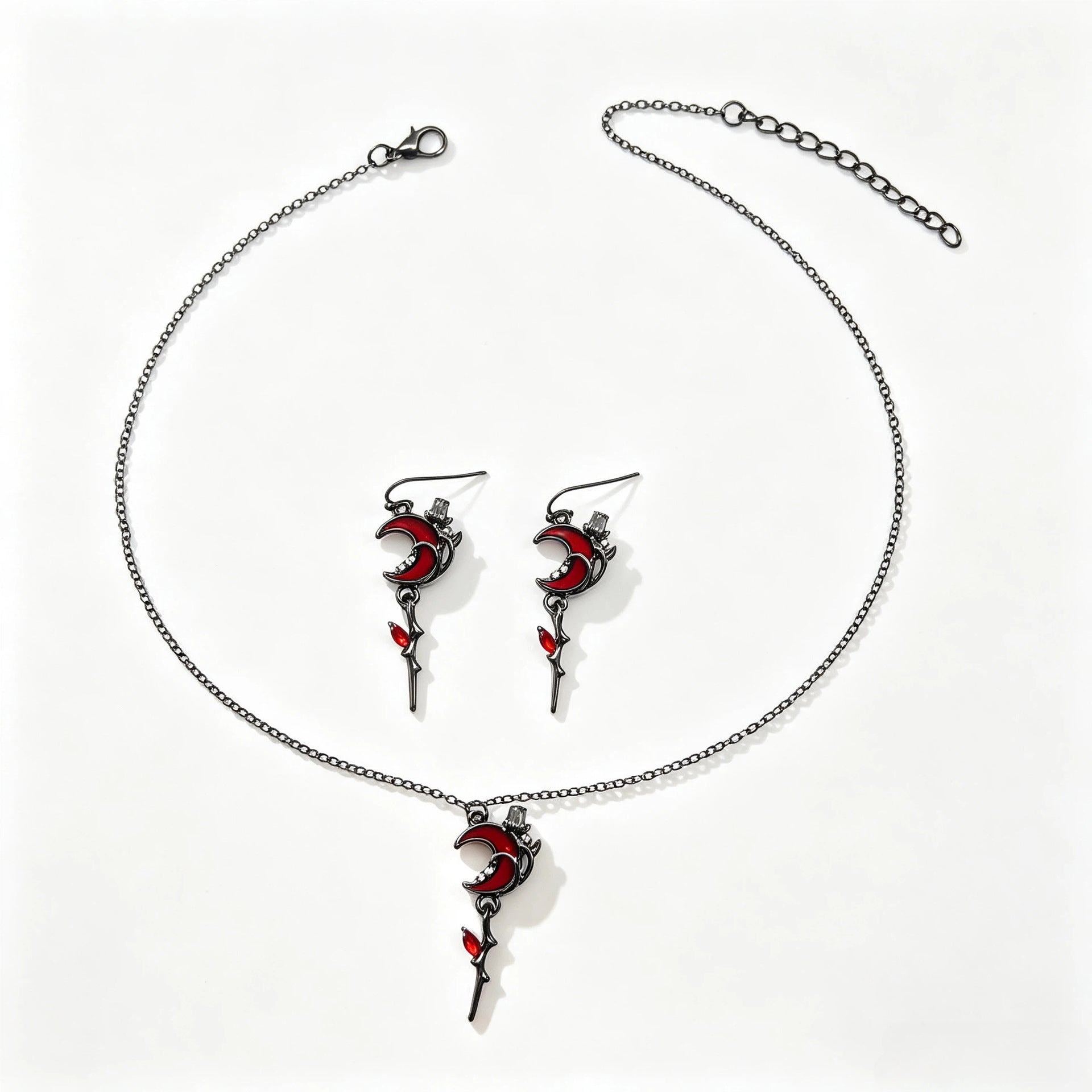 Wholesale Zinc Alloy Electroplated Gothic  Necklace Earrings Set Trendy Jewelry Accessory Gift Boutique Resale