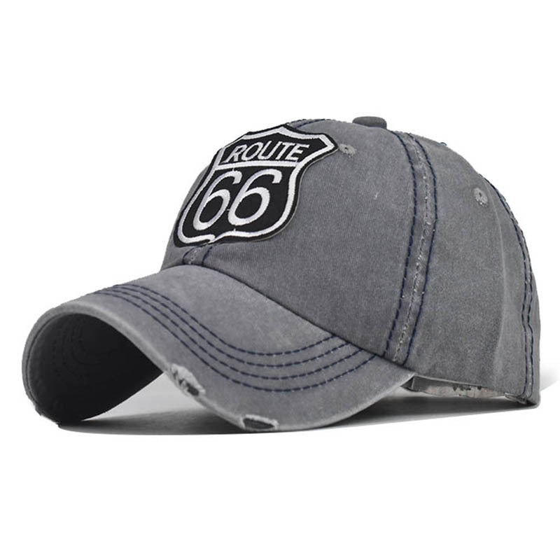 Wholesale 66 Embroidered Washed Cotton Baseball Cap Distressed Sun Hat Outdoor Casual Fashion Accessory