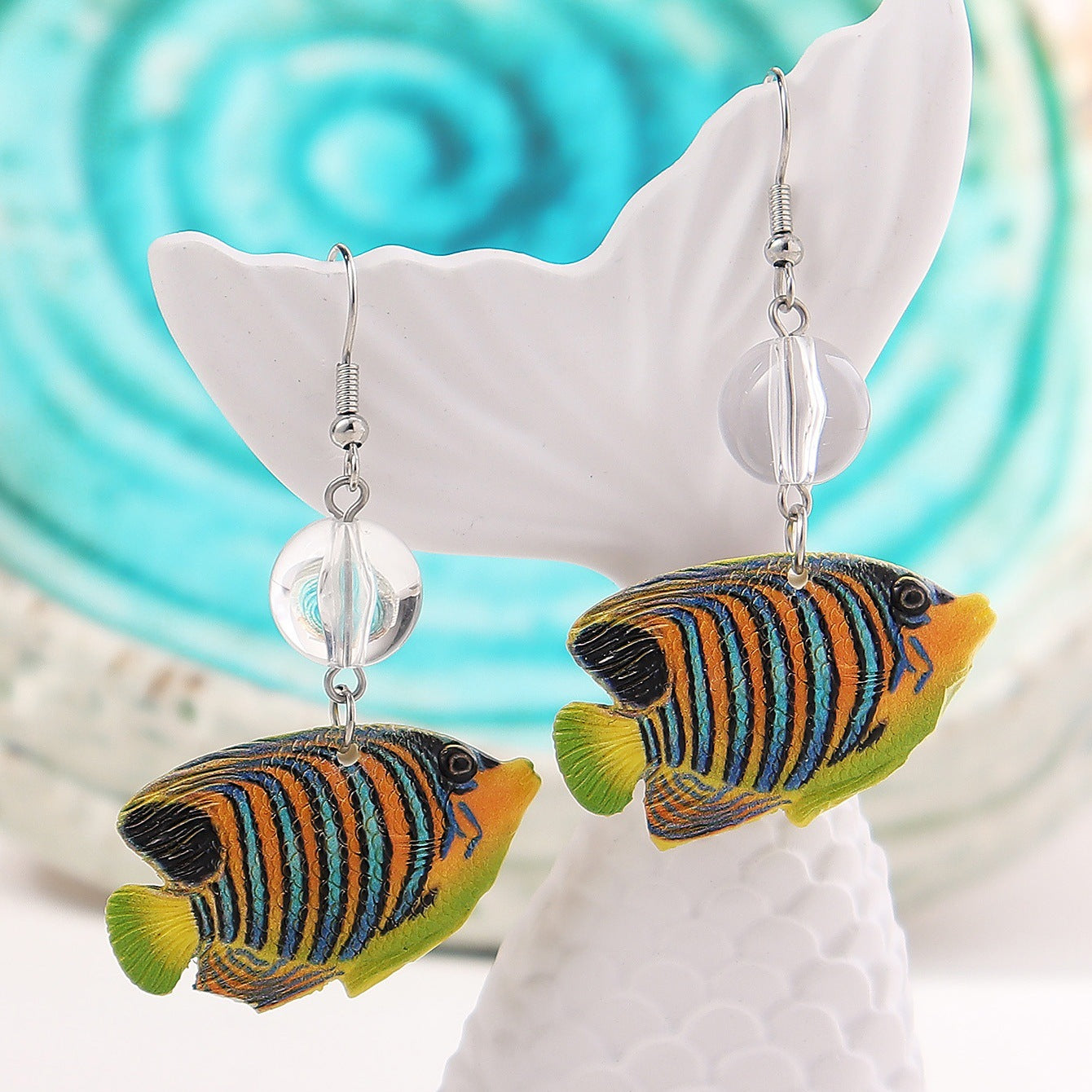 Wholesale Cute double-sided colorful coral fish earrings