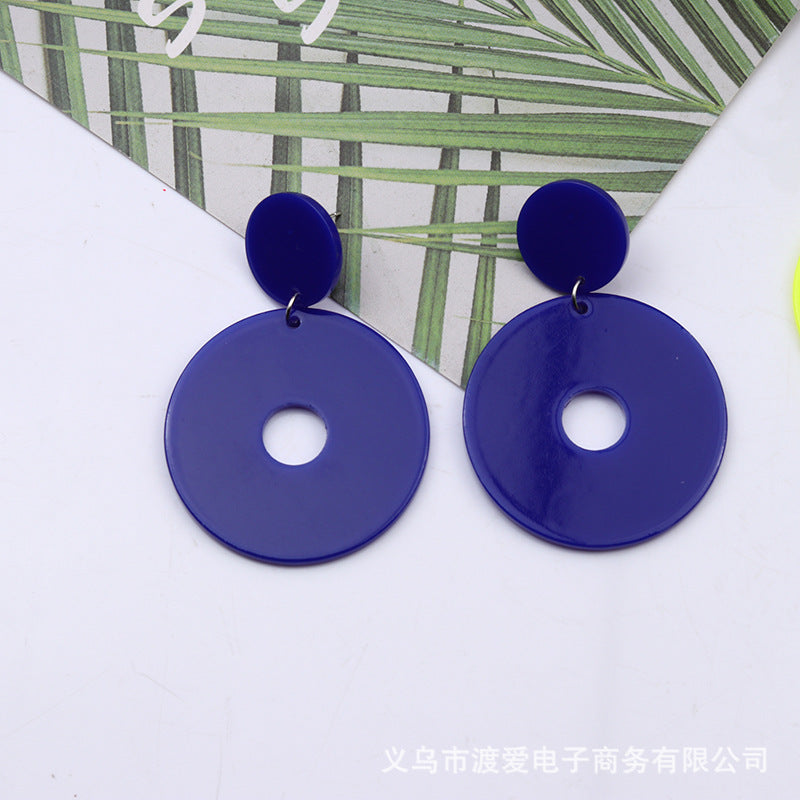 Wholesale  12-Color Round Cut Out Acrylic Earrings