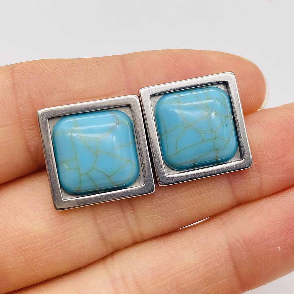 Wholesale Stainless Steel Vintage Turquoise Earrings ACC-ES-CY013