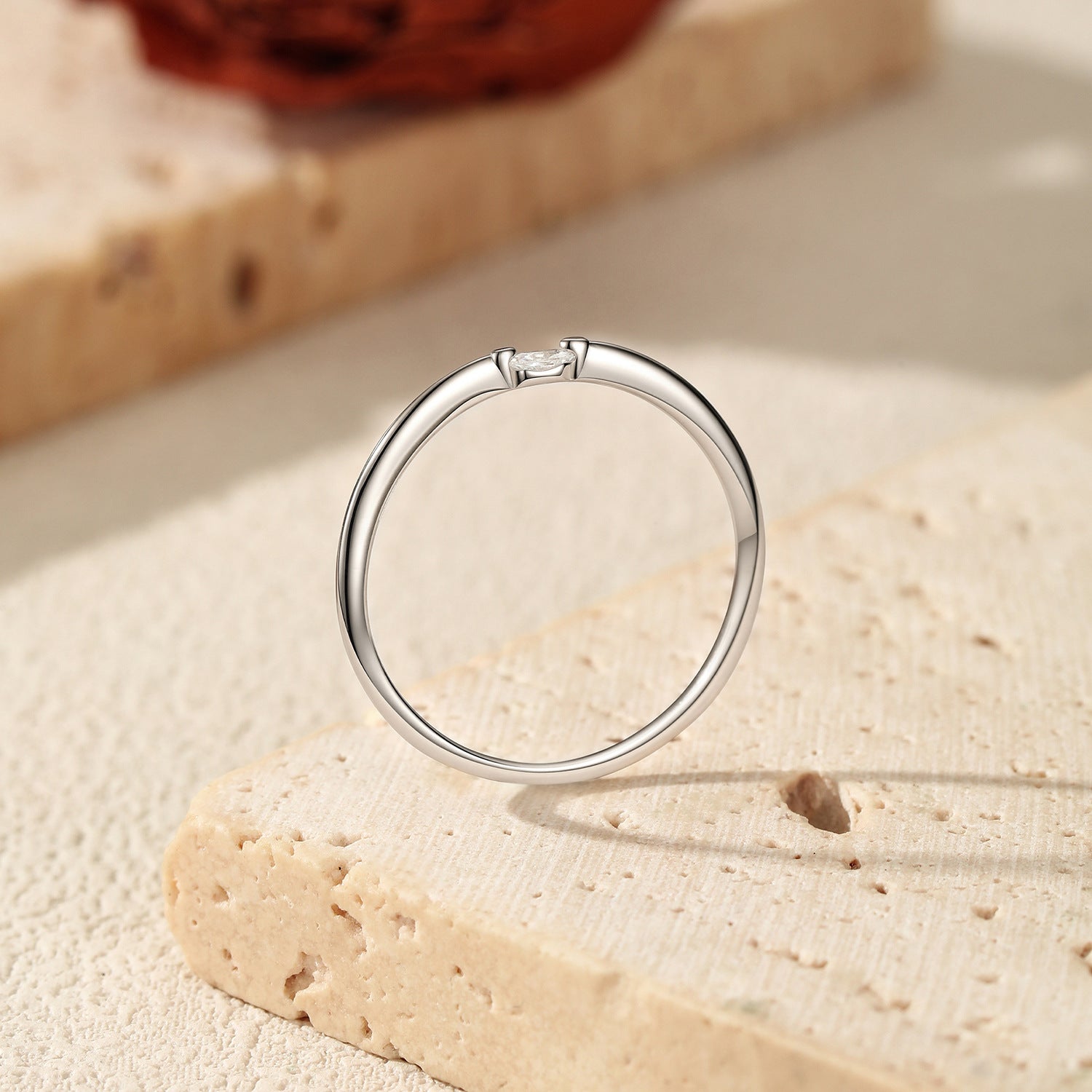 Wholesale Minimalist Moissanite S925 Sterling Silver Stacking Ring For Women Fashion Jewelry Accessory