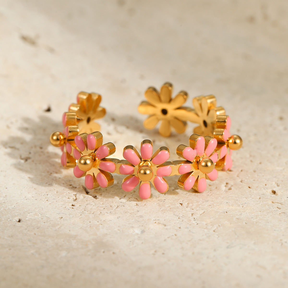 Wholesale flower ring stainless steel 18k gold  ring